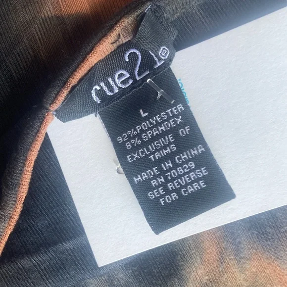 3/$12 Rue21 crop top tie dye print ribbed cropped bling BADDIE on front L jrs - Picture 11 of 13